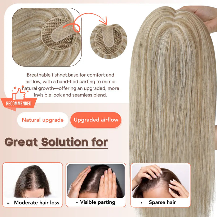 [Pre Sale] Virgin Hair Fishnet Mono Topper Blonde mix Dark Blonde #P8/60