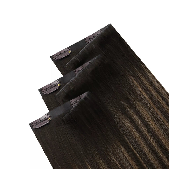 [Pre-Sale] Injection PU Clip in Hair Extensions Best Clip in Hair Balayage Brown #2/6/2