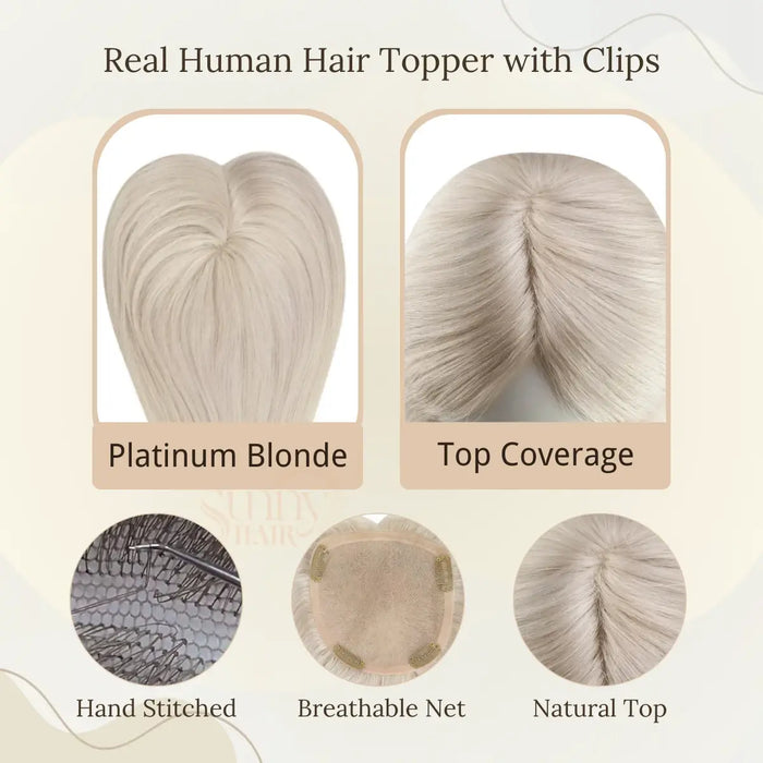 Human Hair Toppers for Women Blonde Color