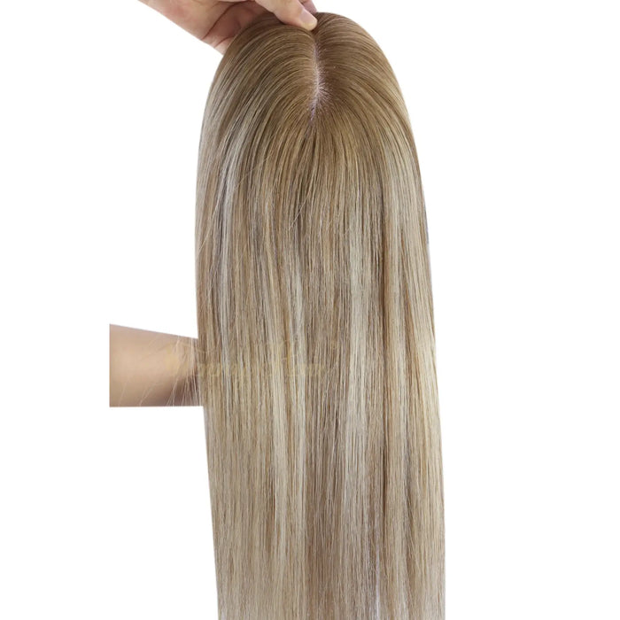 fishnet topper,Fishnet hair topper with natural part,Fishnet topper for all occasions,Fishnet topper with invisible parting,Cancer patient hair topper,Luxury fishnet hair topper,Comfort fit fishnet topper,Fishnet integration topper,Virgin fishnet hair topper,Glam Seamless Hair Extensions,breathable mesh integration hair system,fishnet hair pieces women toppee,silk fishnet topper,balayage hair topper,blonde highlights hair topper,brown to blonde hair topper