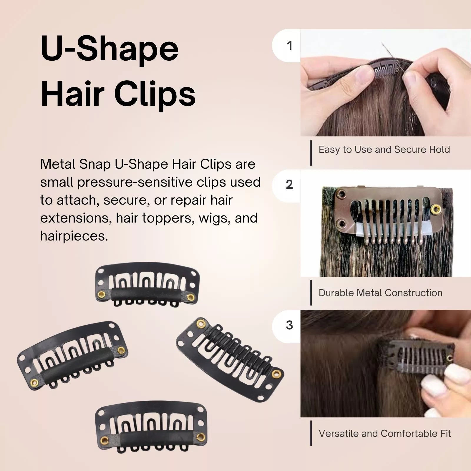Metal Snap U-Shape Hair Clips