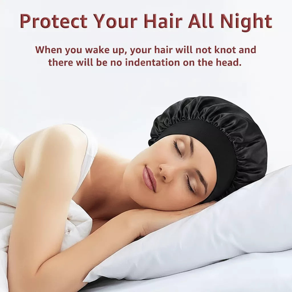 Night Sleep Caps with Wide Elastic Band Sleeping Hat for Hair Extensions