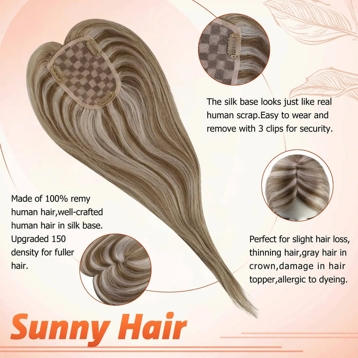 human hair topper,high quality remy hair extensions,hair topper women,hair topper wig,hair topper silk base,hair topper human hair,hair topper for women,hair topper for thinning crown,hair topper,clip on hair topper,Best Hair Topper with Clips,silk base hair topper,best hair topper,silk hair topper,remy hair,distribute seams at will,invisible topper,mono topper hair,mono topper,balayage hair,piano color hair extensions,blonde highlight