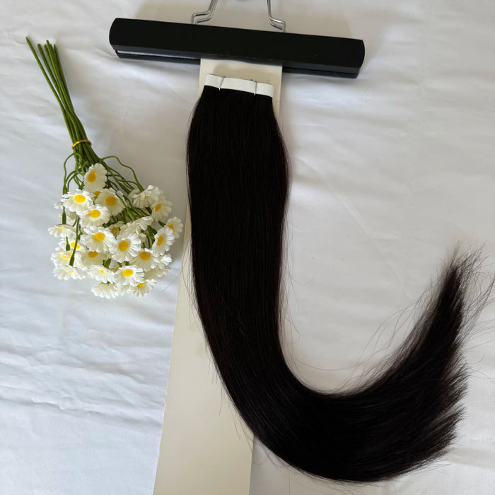 [US Only - Final Sale] Virgin Human Hair 18 Inch 1PCS PU Weft Tape in Hair Extensions Natural Black#1B