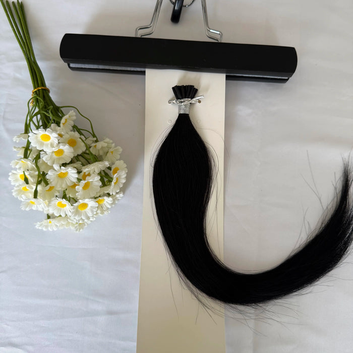 [US Only - Final Sale] 14 Inch I Tip Virgin Human Hair Extensions Stick Keratin Fusion Hair Jet Black #1