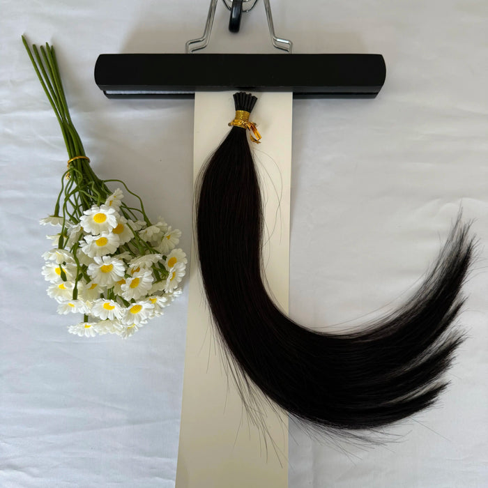 [US Only - Final Sale] 14 Inch I Tip Virgin Human Hair Extensions Natural Black #1B