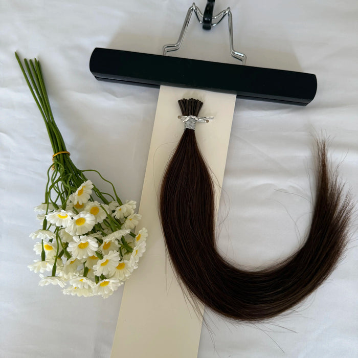 [US Only - Final Sale] 14 Inch I Tip Virgin Human Hair Extensions Stick Keratin Fusion Hair Dark Brown #2