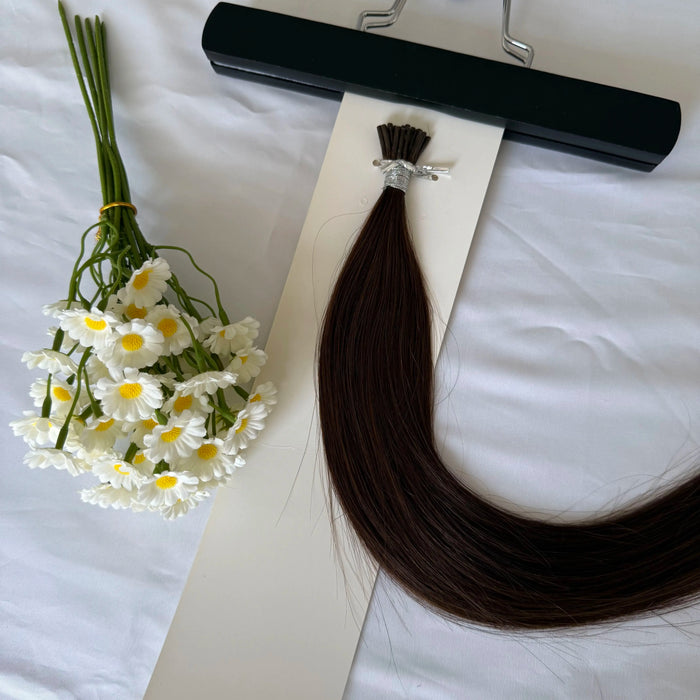 [US Only - Final Sale] 14 Inch I Tip Virgin Human Hair Extensions Stick Keratin Fusion Hair Dark Brown #2