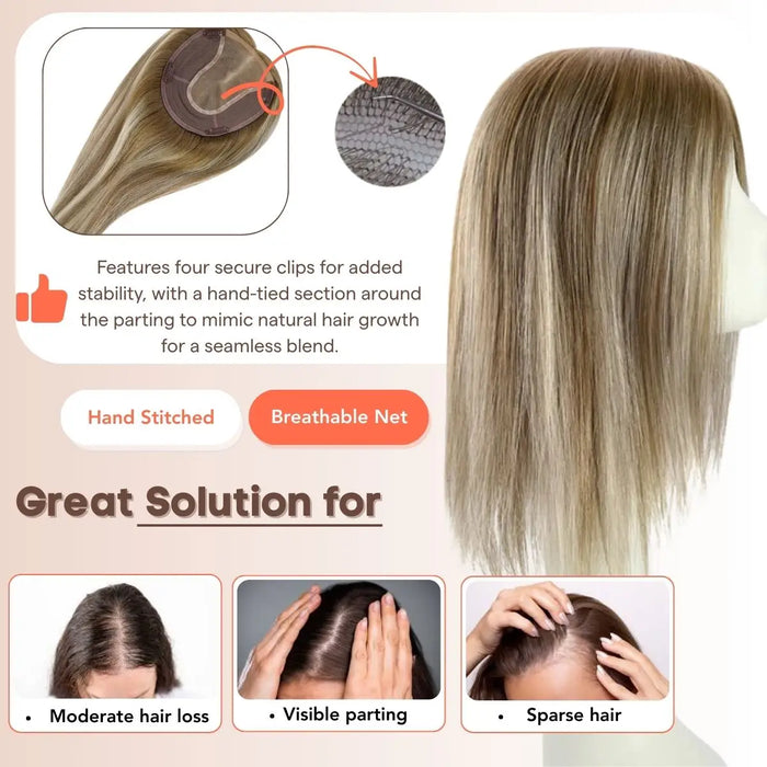 Virgin Hair Topper,Topper for Woman,sunny hair Topper,Silk hair topper,mono topper hair,Mono Topper,human hair topper,high quality virgin hair extensions,hair topper women,hair topper,wig,hair topper silk base,hair topper human hair,hair topper for women,blonde hair topper,human hair topper blonde,balayage hair topper,balayage hair,virgin hair extensions,hair extensions clip in,distribute seams at will,invisible topper,large base topper,large base 6*7 inch,Hair Volumizers,Clip-In Hair Volumizers