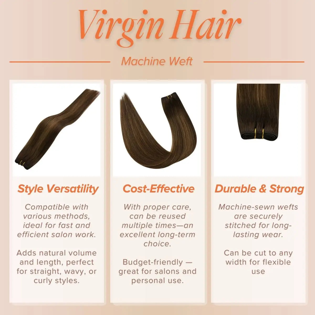 machine made Weft Hair Extensions Human Hair