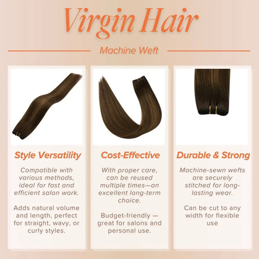 machine made Weft Hair Extensions Human Hair