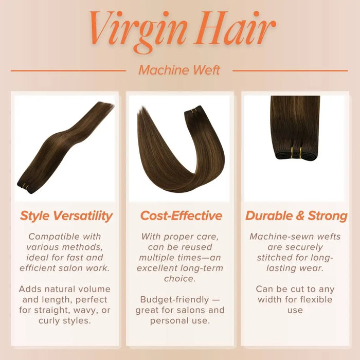 machine made Weft Hair Extensions Human Hair