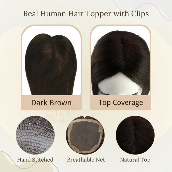 clip on hair topper real human hair