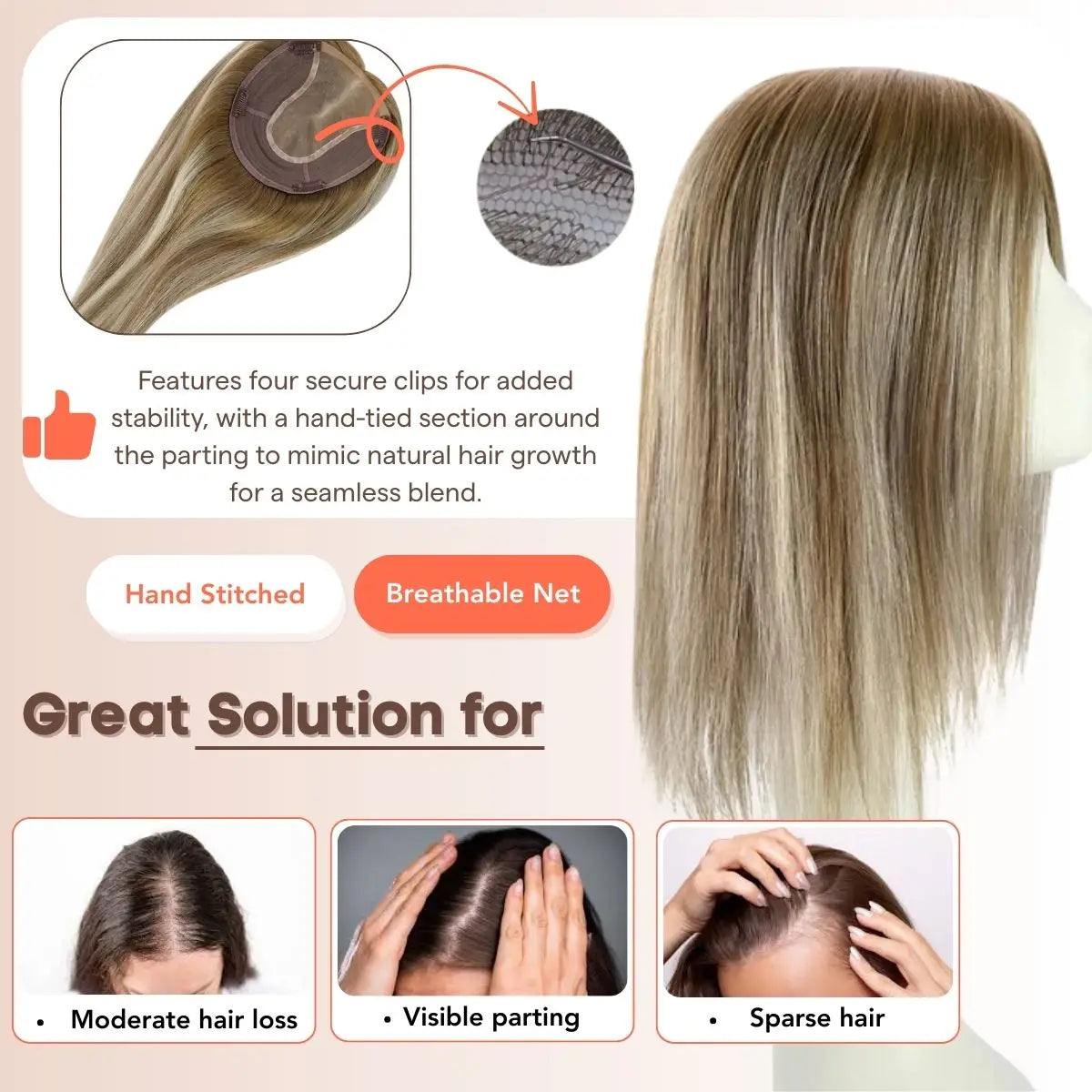 blonde human hair topper