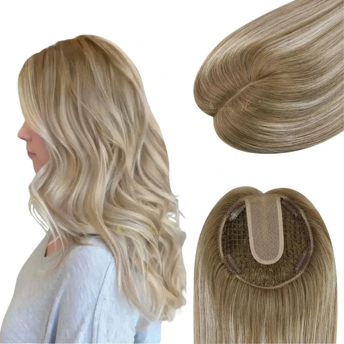 washable human hair topper for women