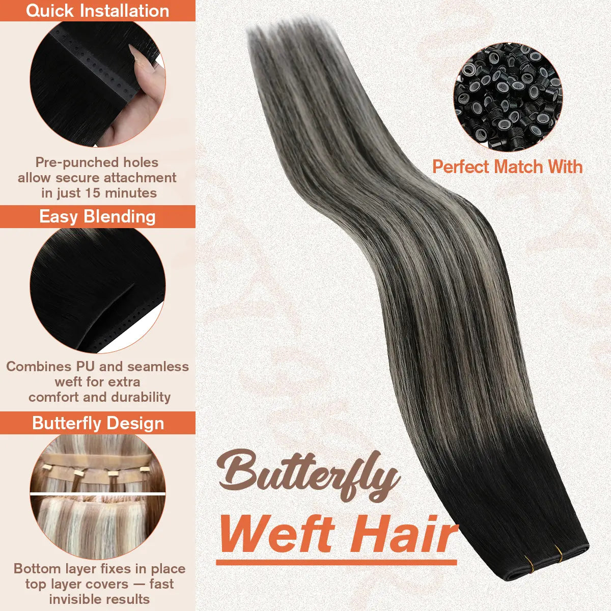 butterfly_weft_hair_extensions,buterfly hair ,weft hair extensions