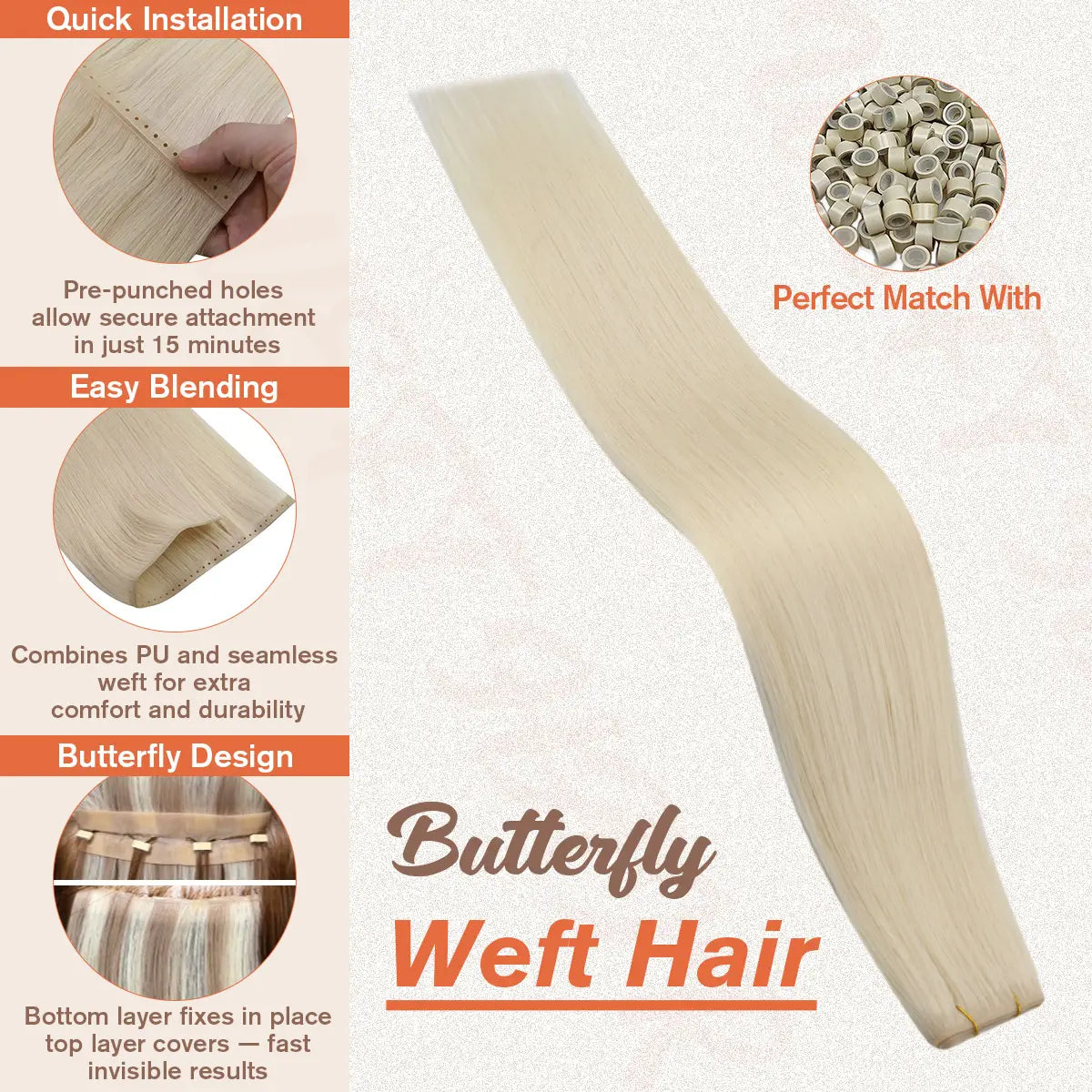 butterfly_weft_hair_extensions,blonde hair extensions