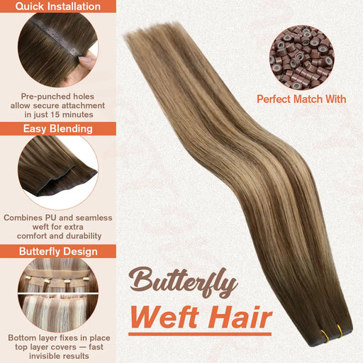 butterfly_weft_hair_extensions，weft hair extension,human hair extensions