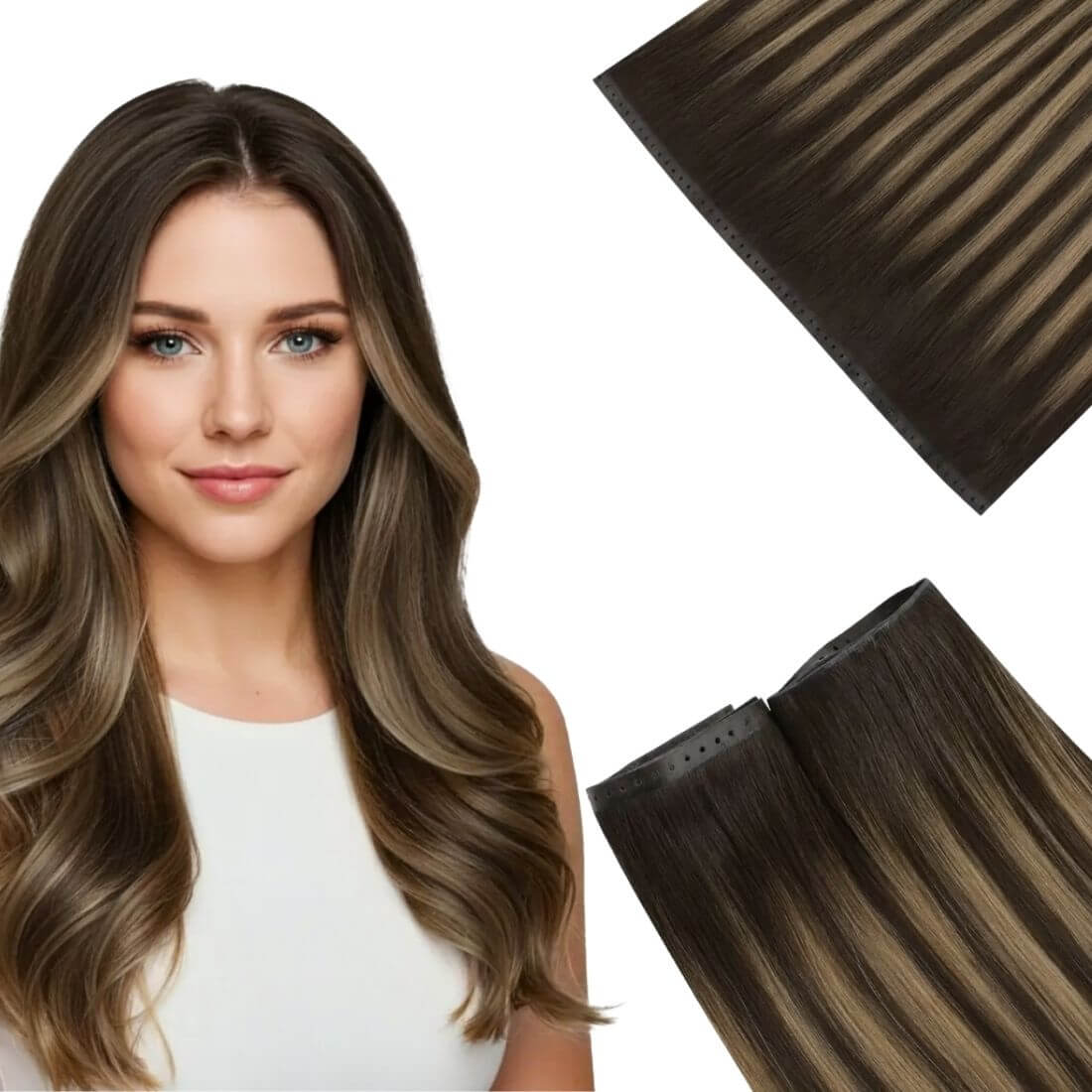 virgin hair butterfly weft hair extensions real human hair balayage brown color