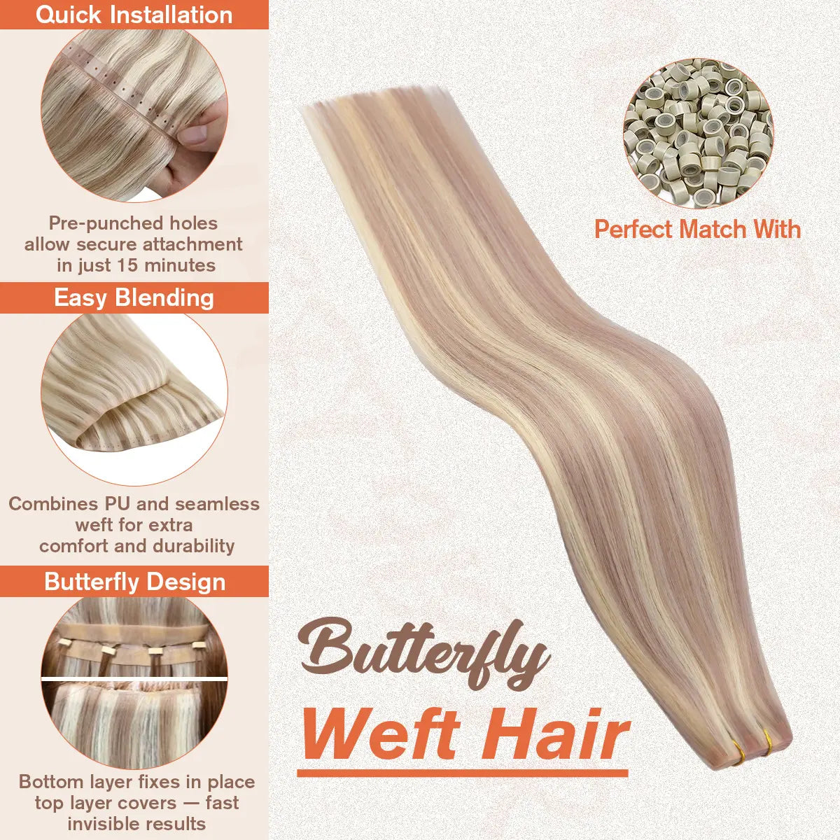 butterfly_weft_hair_extensions,weft hair extensions,human hair