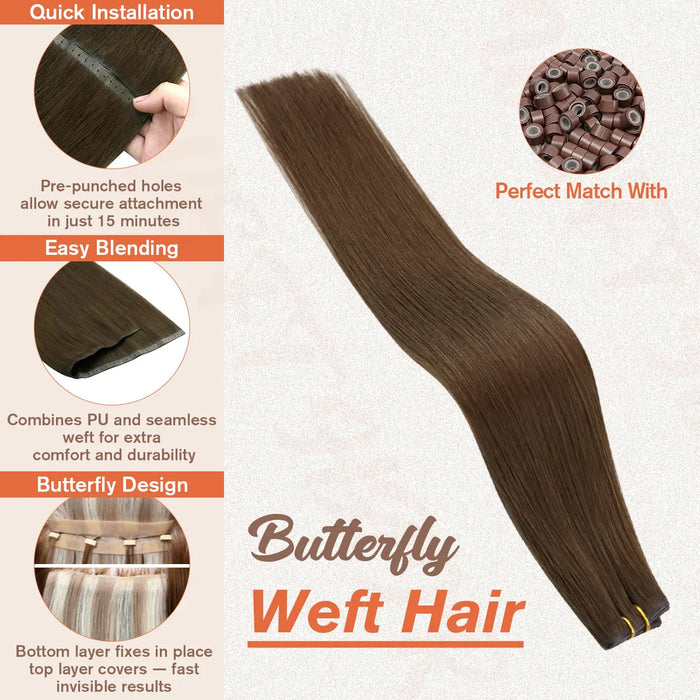 butterfly_weft_hair_extensions,weft hair extensions,beaded weft hair extensions