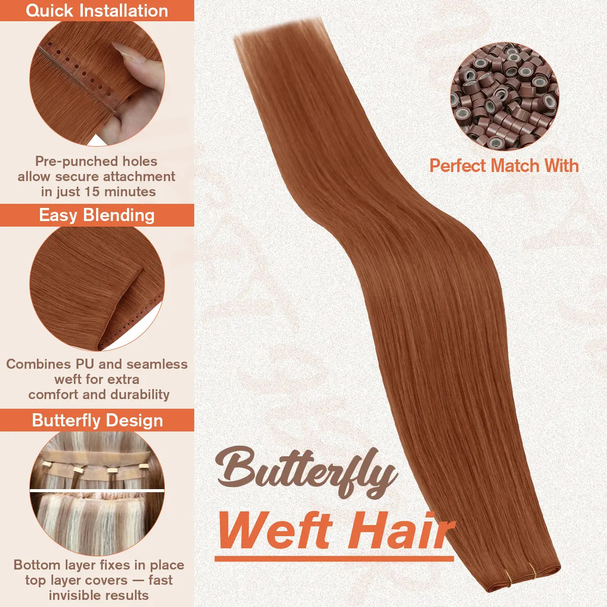 butterfly_weft_hair_extensions,buterfly hair ,weft hair extensions
