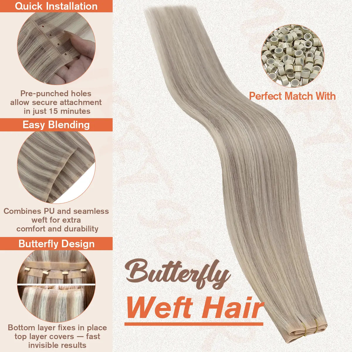 butterfly weft hair extensions highlight blonde hair