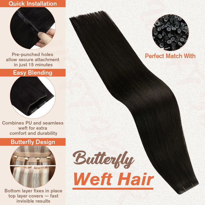butterfly_weft_hair_extensions,human hair extensions,weft hair