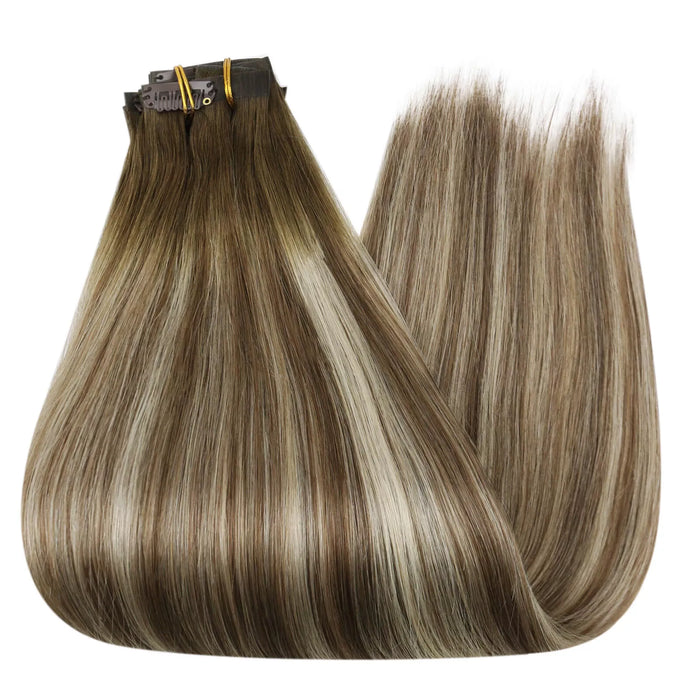 [Pre-Sale] Injection PU Clip in Hair Extensions Best Clip in Hair Balayage Blonde#3/8/22