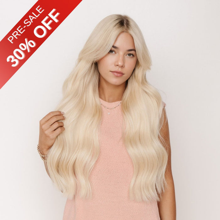 [Pre-Sale] Genius PU Clip in Hair Extensions Best Human Hair Clip Blonde #60