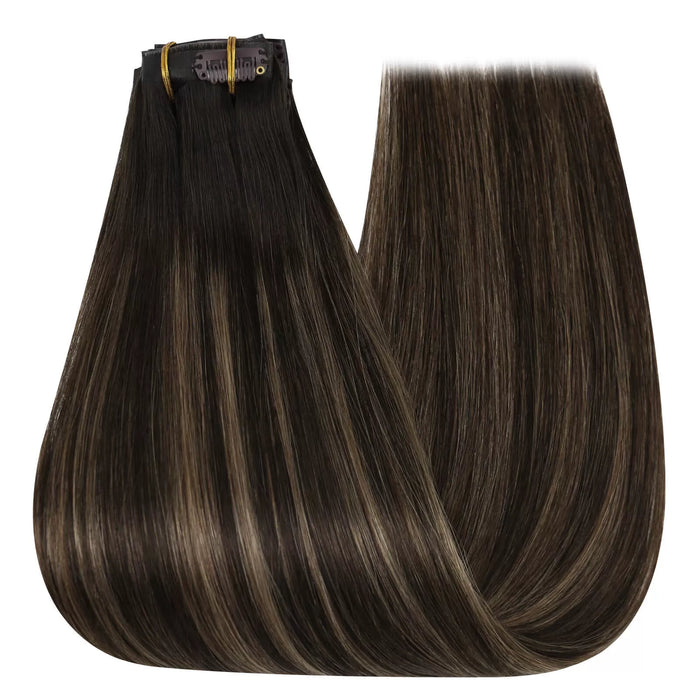 [Pre-Sale] Injection PU Clip in Hair Extensions Best Clip in Hair Balayage Brown #2/6/2