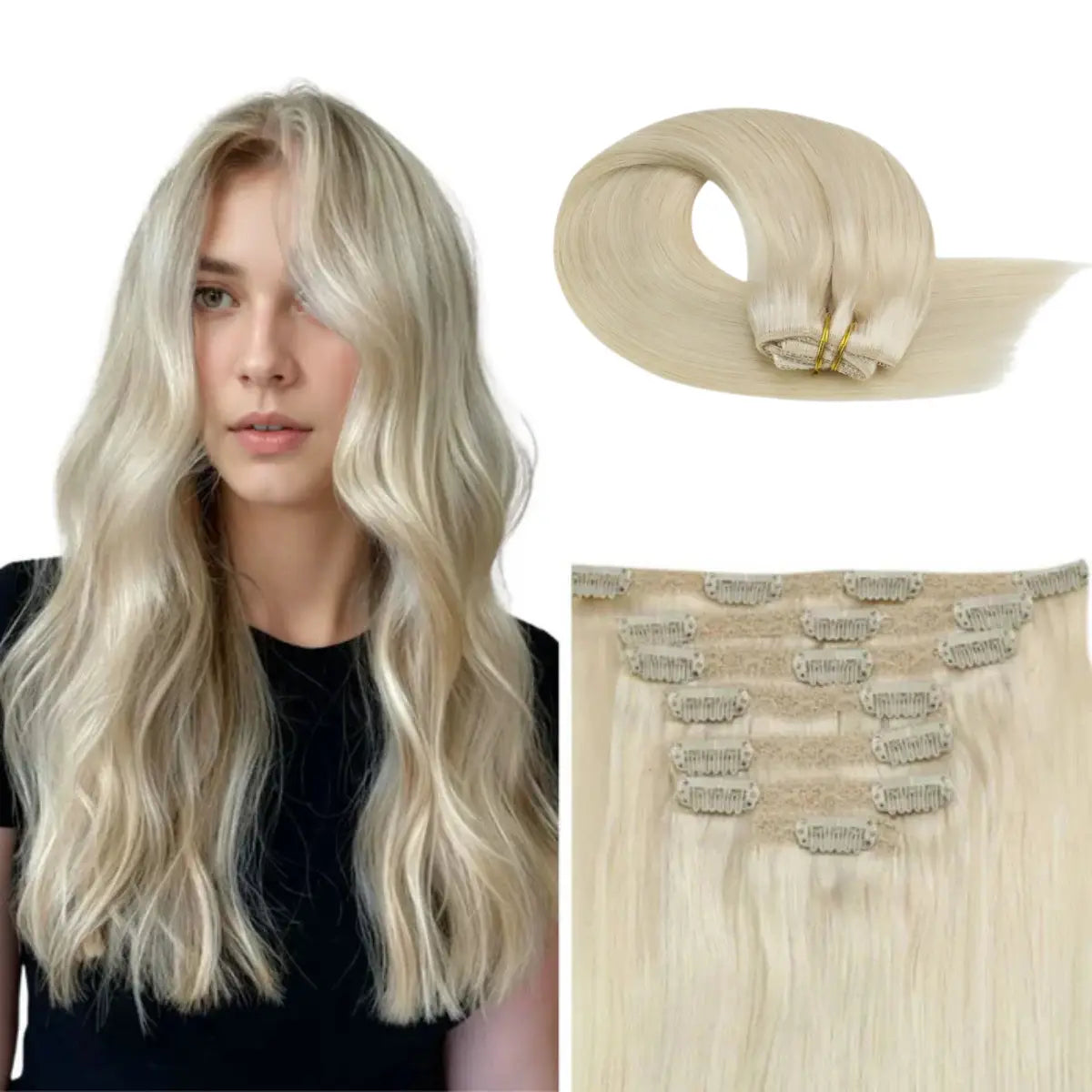 SUNNY HAIR Clip in Hair Extensions Platinum Blonde Color #60  display picture 1
