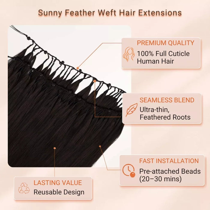feather weft hair extensions dark brown hair