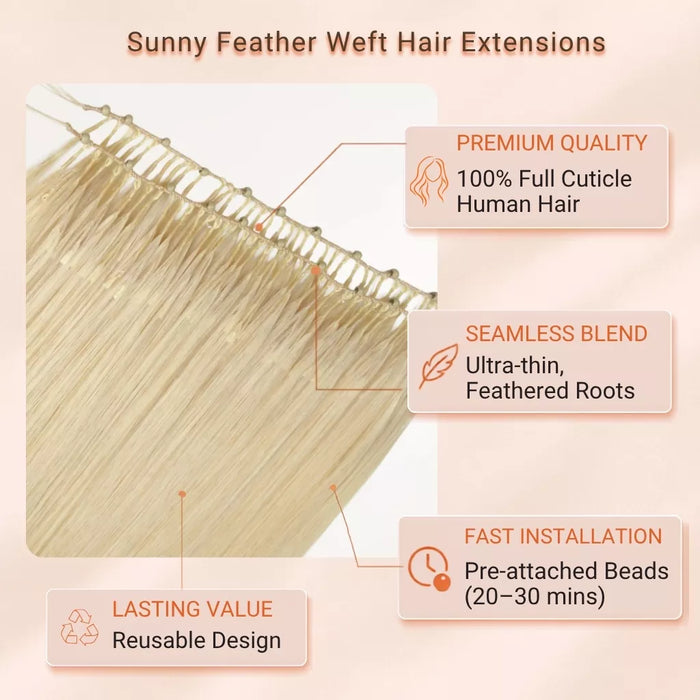 feather weft hair extensions platinum blonde hair