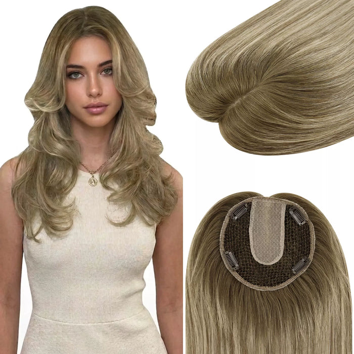 Hair Topper for Thinning Crown Fishnet Base