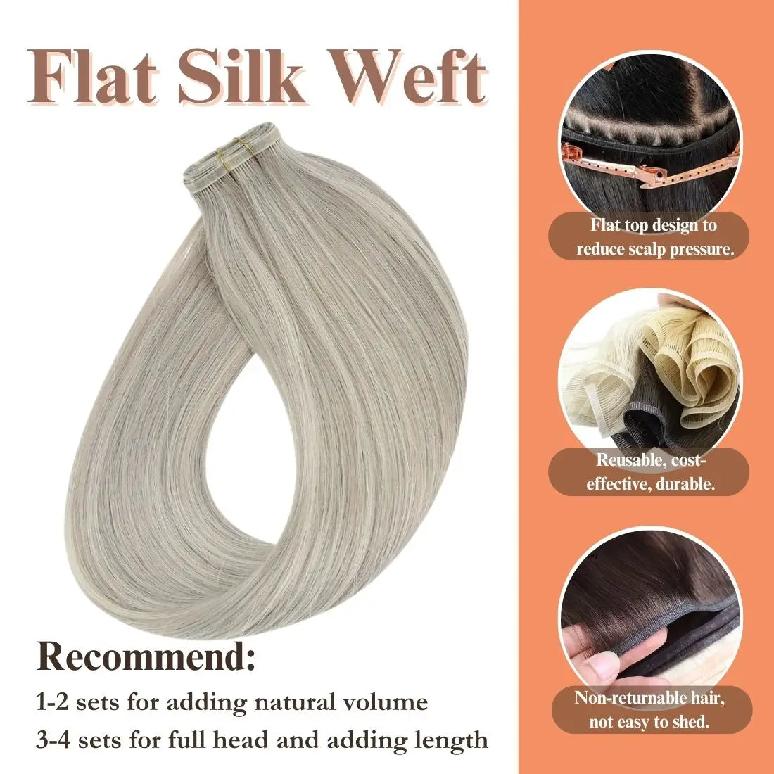 flat silk weft hair extensions,human hiar weft,sew in hiar extensions