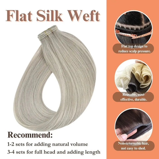 flat silk weft hair extensions,human hiar weft,sew in hiar extensions