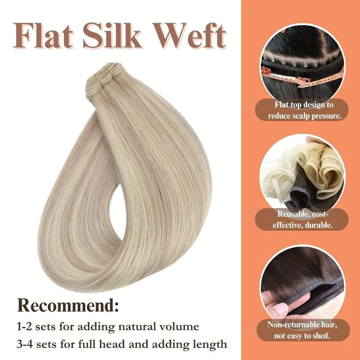 flat silk weft hair extensions,sew in hair extensions