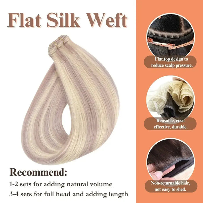 flat silk weft hair,sew in hair extensions,human hair extensions