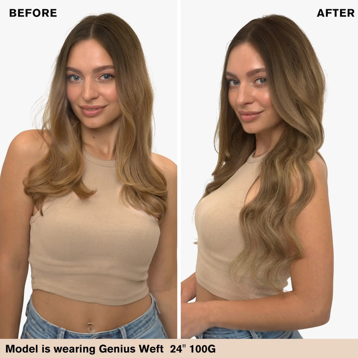 Invisible Genius Weft Extensions Real Human Hair Brown Blonde #4/4/27 - SunnyHair