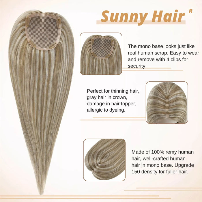 mono base hair topper real human hair
