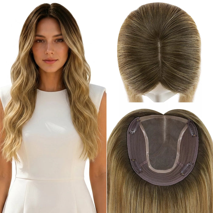 Human Hair Toupee Balayage Color