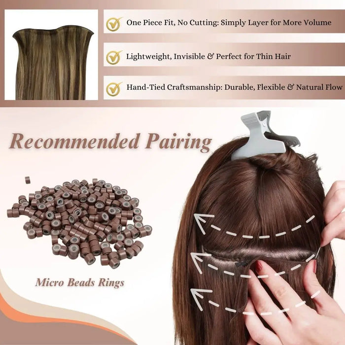 Hand Tied Wefts Extensions 100% Virgin Human Hair Balayage Brown to Blonde #BM