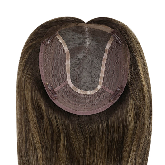 Sunny Hair Topper,Silk hair topper,mono topper hair,Mono Topper,human hair topper,high quality virgin hair extensions,hair topper women,hair topper wig,hair topper silk base,hair topper human hair,hair topper for women,light brown hair topper,platinum blonde hair topper,blonde human hair topper,balayage hair topper,borwn highlight,blonde highlight,distribute seams at will,invisible topper,large base 6*7 inch,Hair Volumizers,Clip-In Hair Volumizers