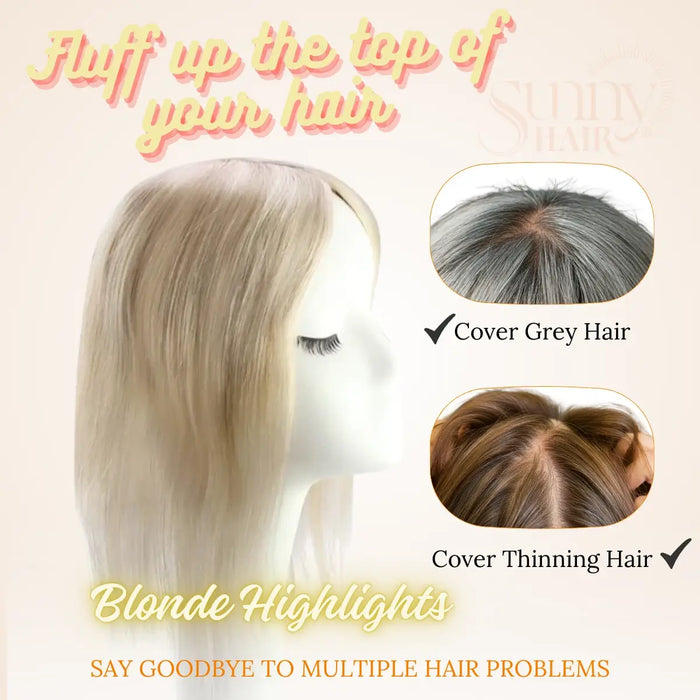 human hair toppers for instant fullness and volume, blonde highlights for a natural look, stylish and seamless clip ins, easy to install hair extensions, premium quality human hair for thicker hair, volume boost for thin hair, long-lasting hair toppers for women