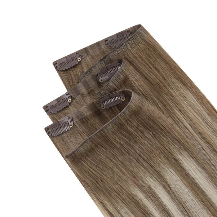 [Pre-Sale] Injection PU Clip in Hair Extensions Best Clip in Hair Balayage Blonde #6/60/6