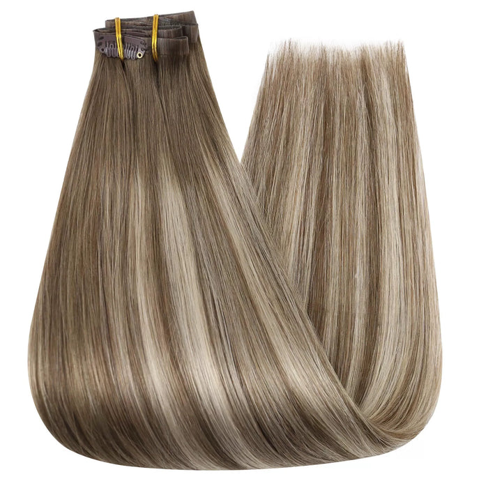 [Pre-Sale] Injection PU Clip in Hair Extensions Best Clip in Hair Balayage Blonde #6/60/6
