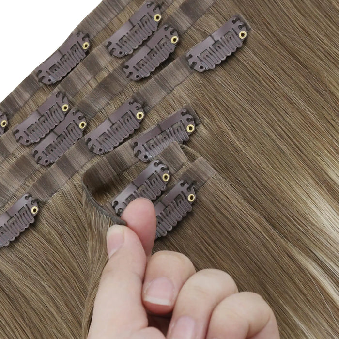 [Pre-Sale] Injection PU Clip in Hair Extensions Best Clip in Hair Balayage Blonde #6/60/6