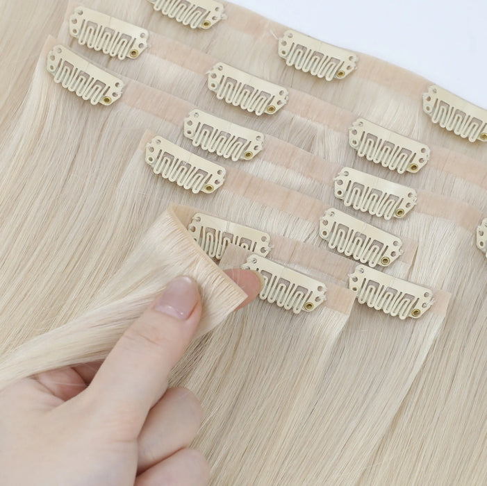 [Pre Sale] Injection PU Clip in Hair Extensions Best Clip in Hair with Blonde Highlights#P16/22