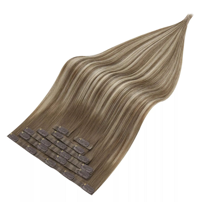 [Pre-Sale] Injection PU Clip in Hair Extensions Best Clip in Hair Balayage Blonde #6/60/6